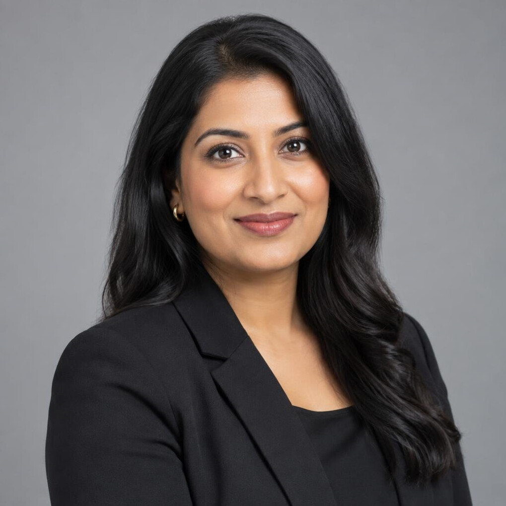 Studio portrait of a South Asian British woman, broadcast operations director